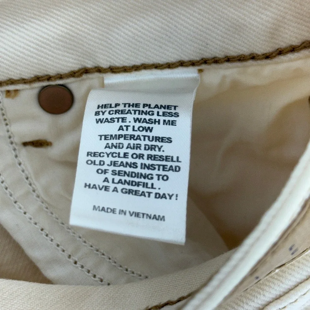 PacSun Stretch Mom Jeans Cream Tan High Rise Tapered Denim Size 26 - Picture 5 of 15